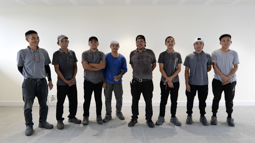 Tzu Chi’s all-around maintenance man Charlie Centes (fifth from left) and his team