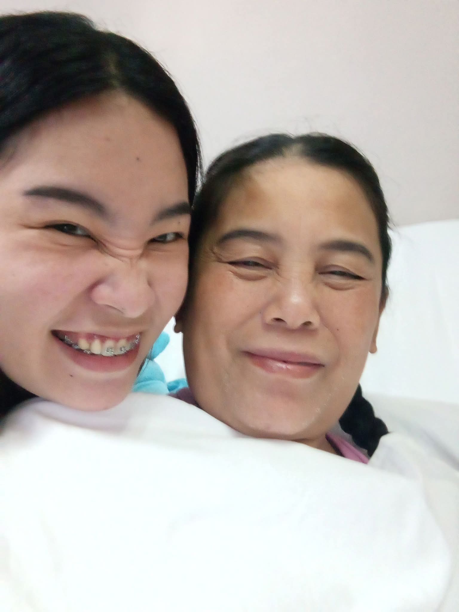 At the hospital: Mera Daganasol (left) with her mother, Hermie