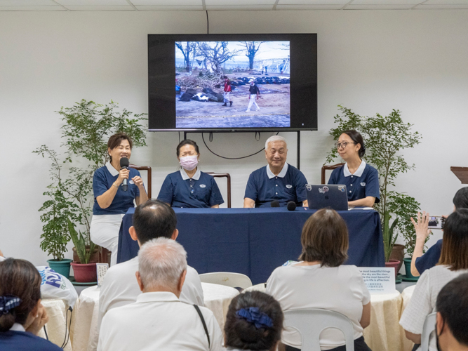 (From left) Tzu Chi volunteers Molita Chua and Sally Yuñez, Tzu Chi Philippines CEO Henry Yuñez, and Tzu Chi Deputy CEO Peggy Sy Jiang share their experiences from Typhoon Yolanda relief efforts, highlighting Tzu Chi’s impact in times of disaster.