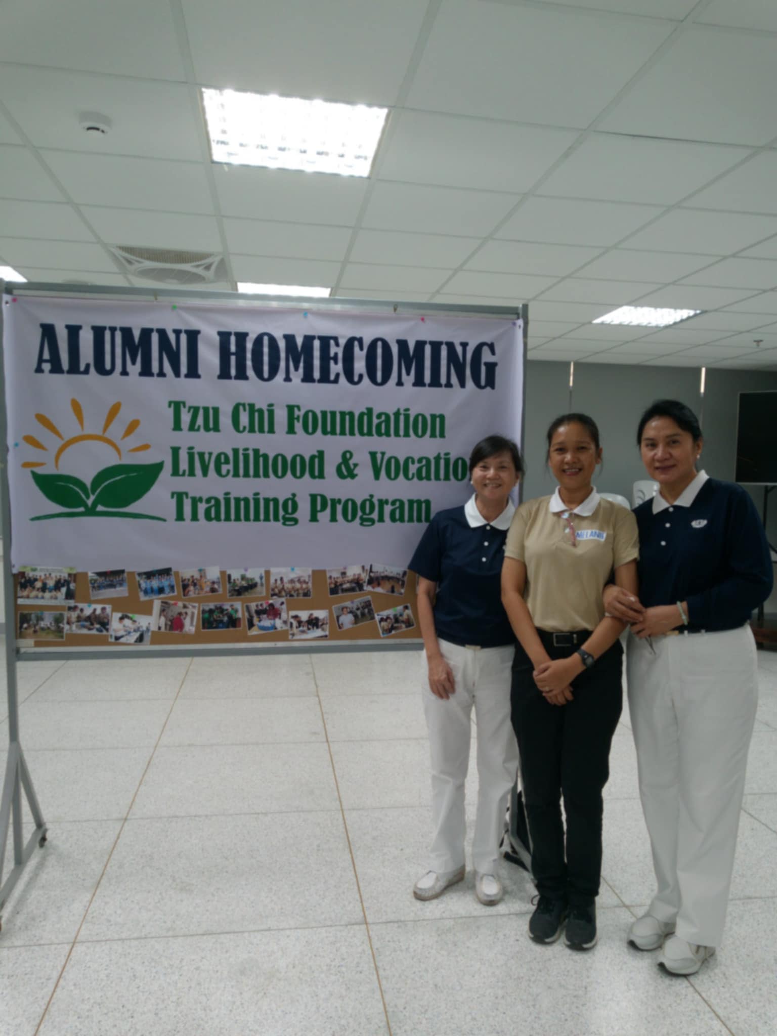 Melani Mapili (in brown) as a Tzu Chi TechVoc scholar alumna, with two of her great mentors Judy Chan (left) and Olga Vendivel (right).