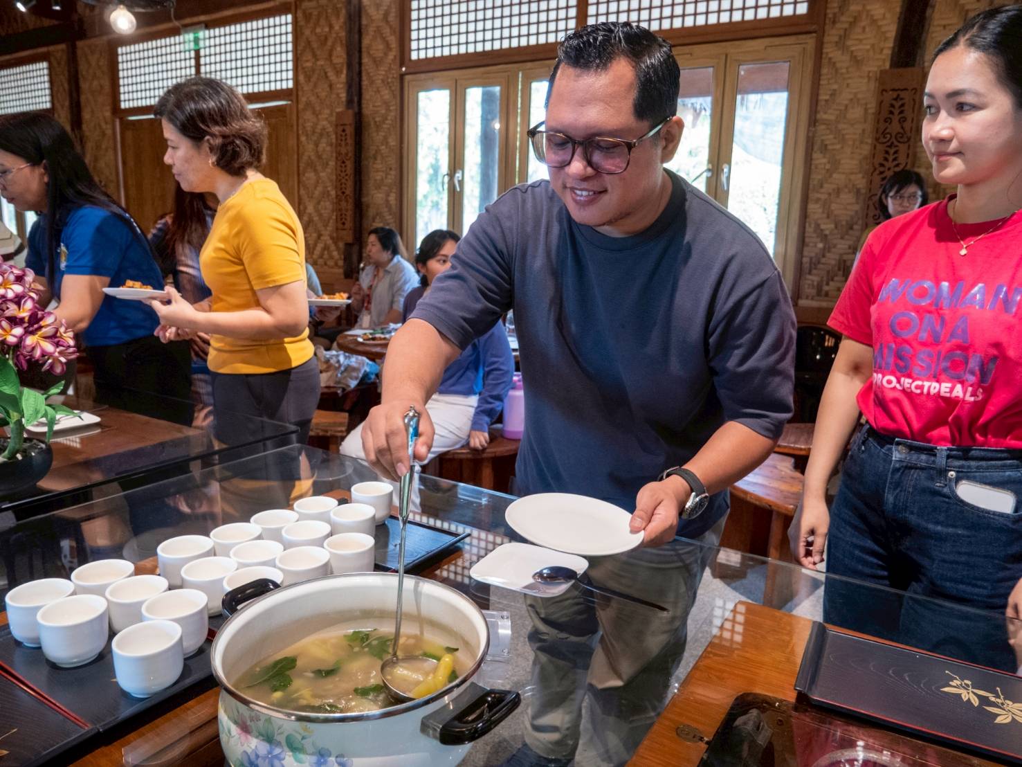 Guests sample each of the dishes.