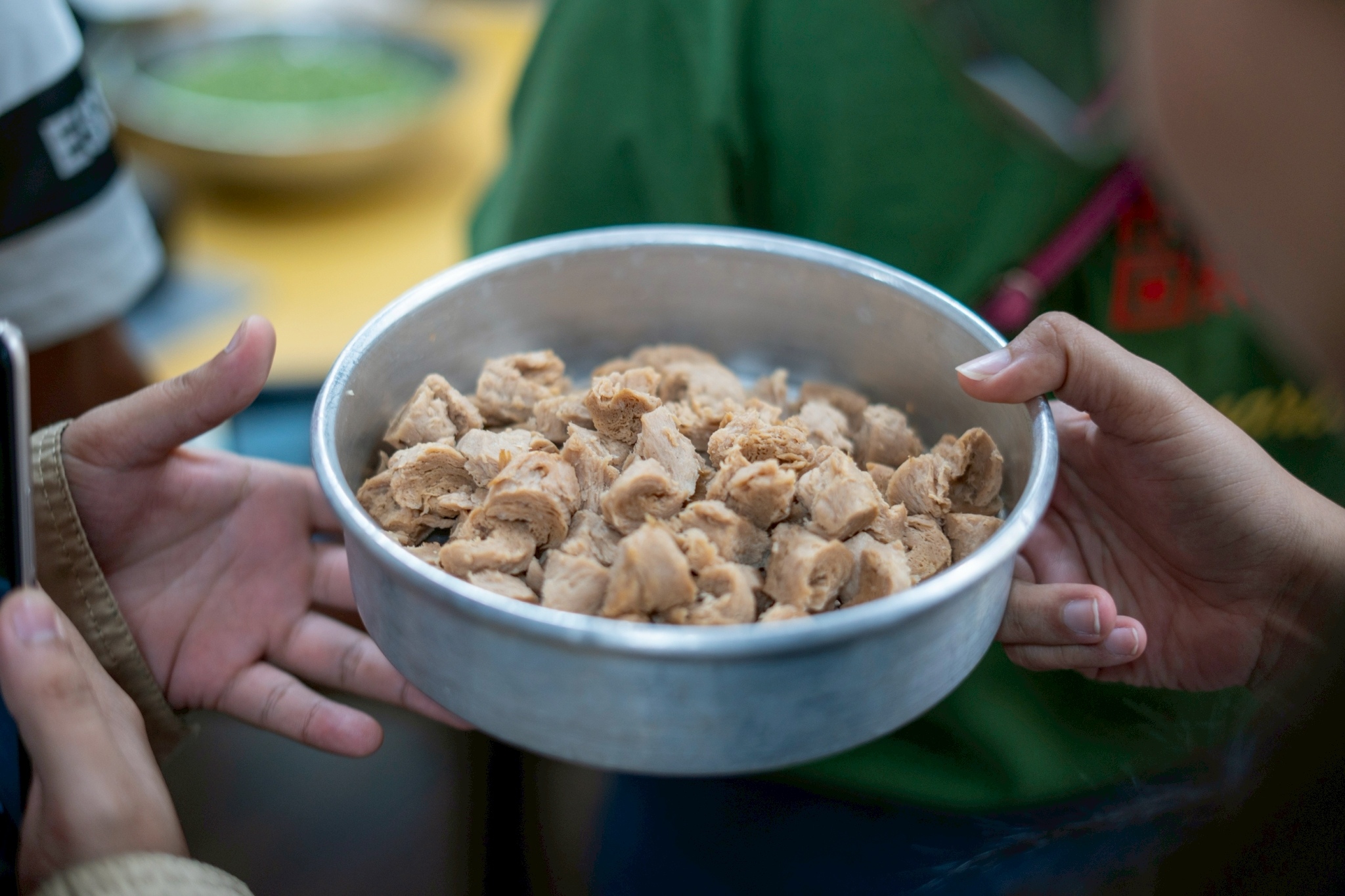 Textured Vegetable Protein (TVP) comes in various forms for different culinary uses. These TVP chunks resemble meat chunks and can be used in stews, soups, stir-fried dishes, and more.