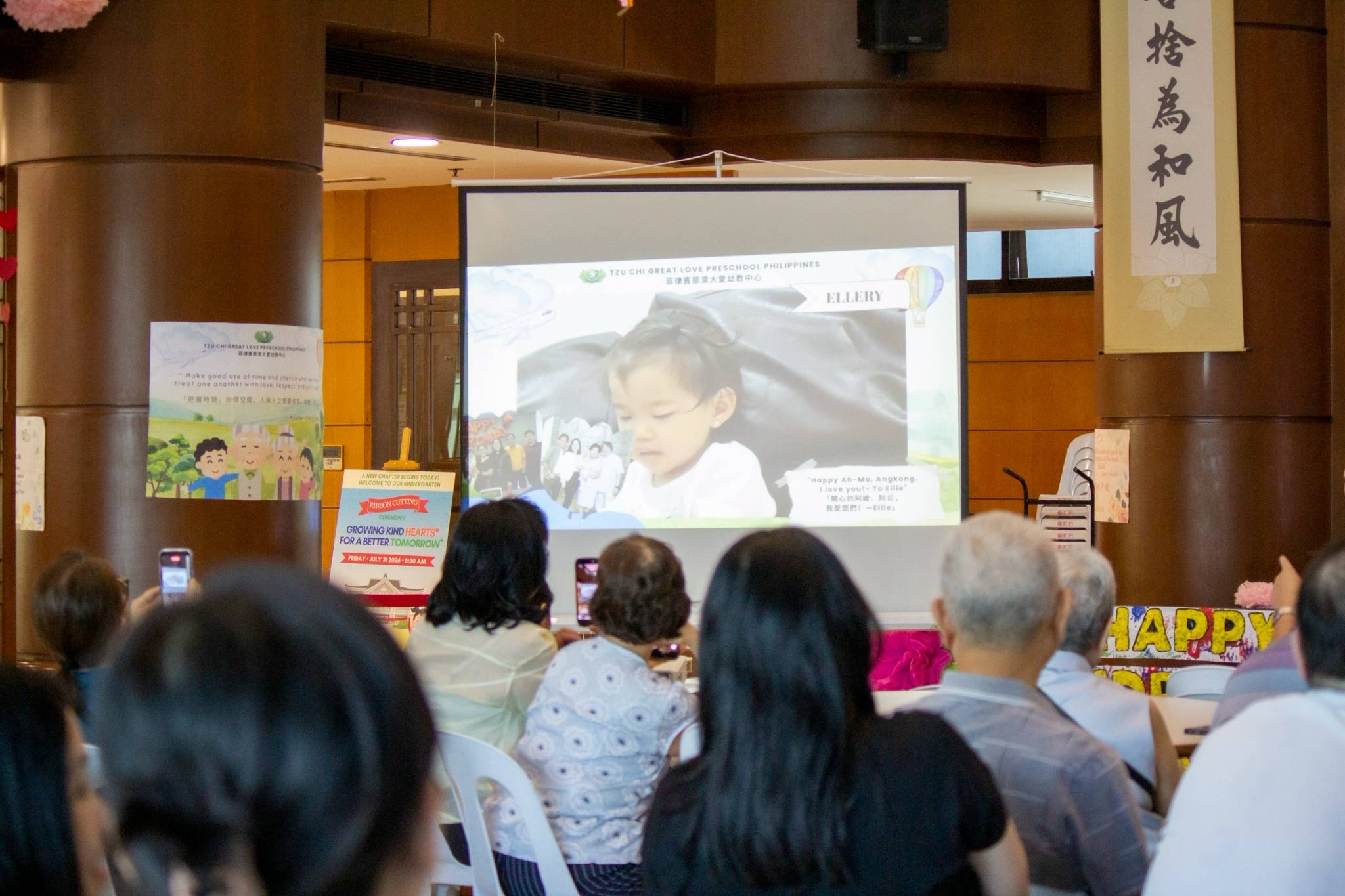 Grandparents enjoy a special tribute featuring video greetings lovingly prepared by their sweet grandchildren.