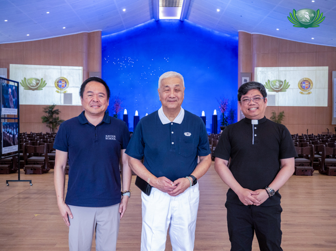 From left: Marc Magsalin, Xavier School Nuvali’s assistant principal for formation; Henry Yuñez, Tzu Chi Philippines CEO; and Fr. Henry Ponce.