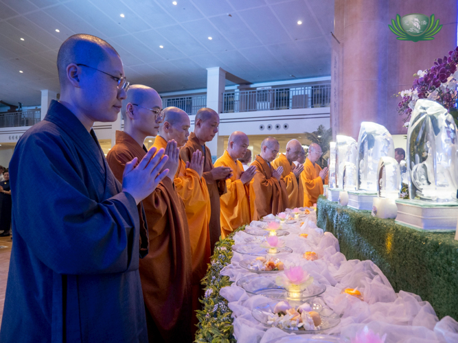 At the Buddha Bathing ceremony, everyone participated in the ritual of cleansing and purification, by dipping their fingers in a bowl of water then picking a flower.