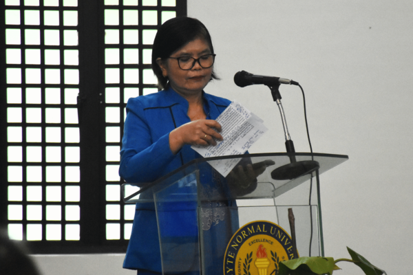 Vice President for Academic Services Dr. Lina G. Fabian shares her message of appreciation during the event.