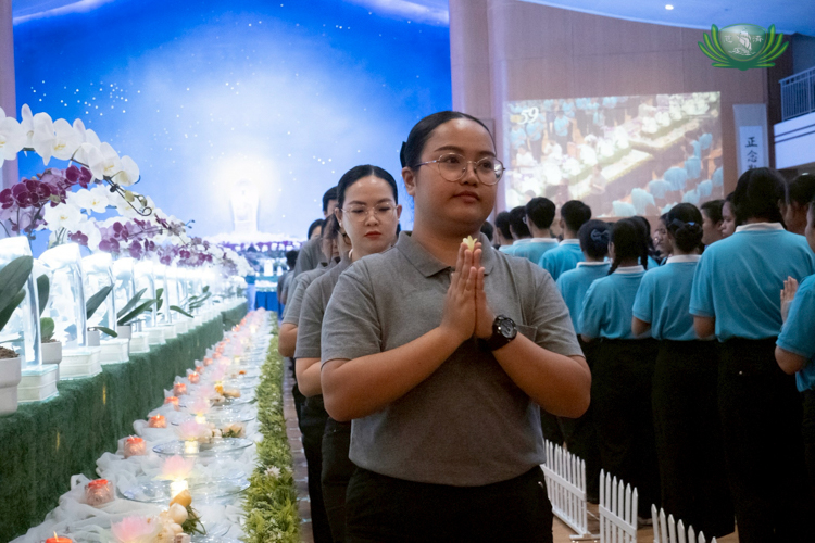 At the Buddha Bathing ceremony, everyone participated in the ritual of cleansing and purification, by dipping their fingers in a bowl of water then picking a flower.