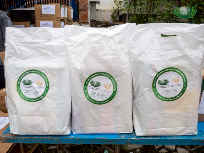 Through the generous donation of Angelo King Foundation, Inc., beneficiaries were given a complete set of groceries alongside 10-kilogram sacks of rice, anti-fungal medicine, and flood gear.