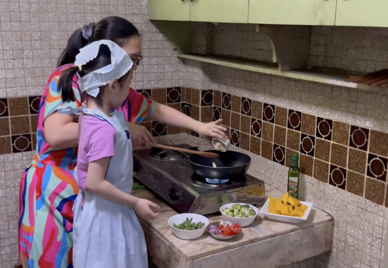 Mother-daughter pair Raquel and Harmonie Tan work together to create a tasty meal.