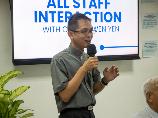 The hours are long and the pay is small. What keeps Sean Tan at Tzu Chi? “Helping people,” says the special assistant to the CEO. 