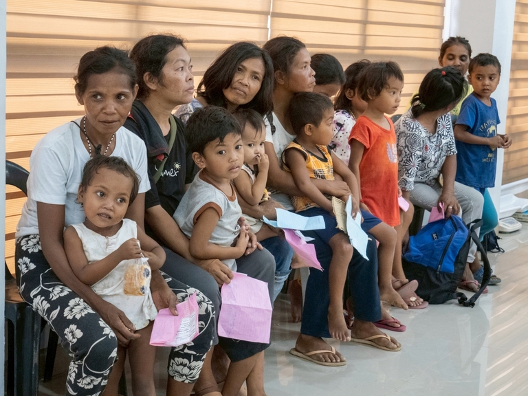 Long lines formed in the pediatrics area as many children needed immediate care.