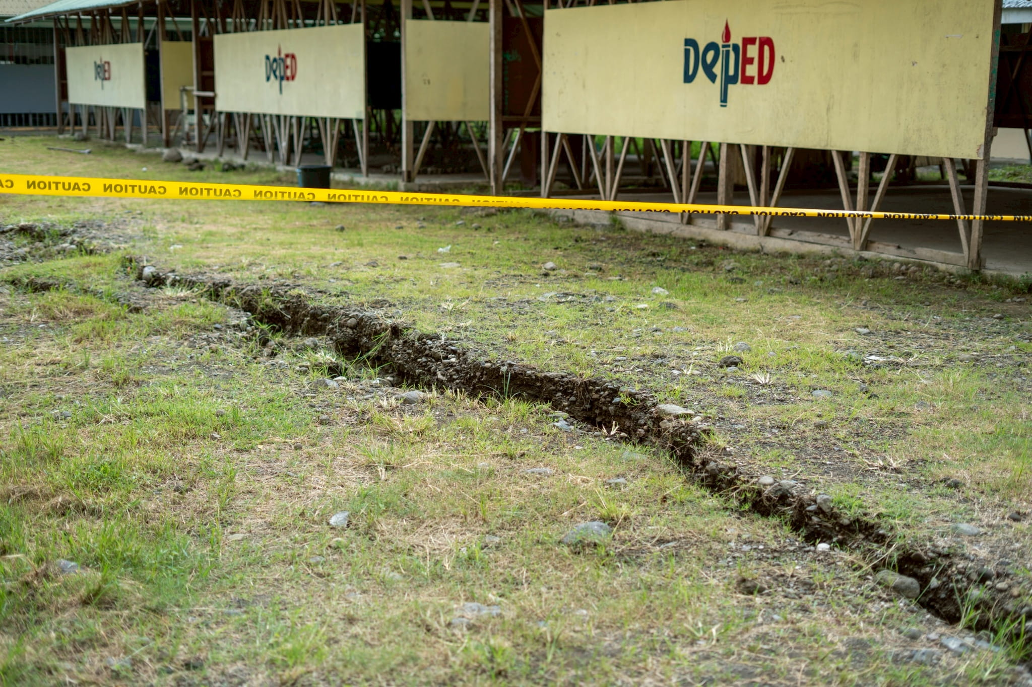 Large cracks were visible across the area, raising concerns that the school campus may be situated along a fault line.