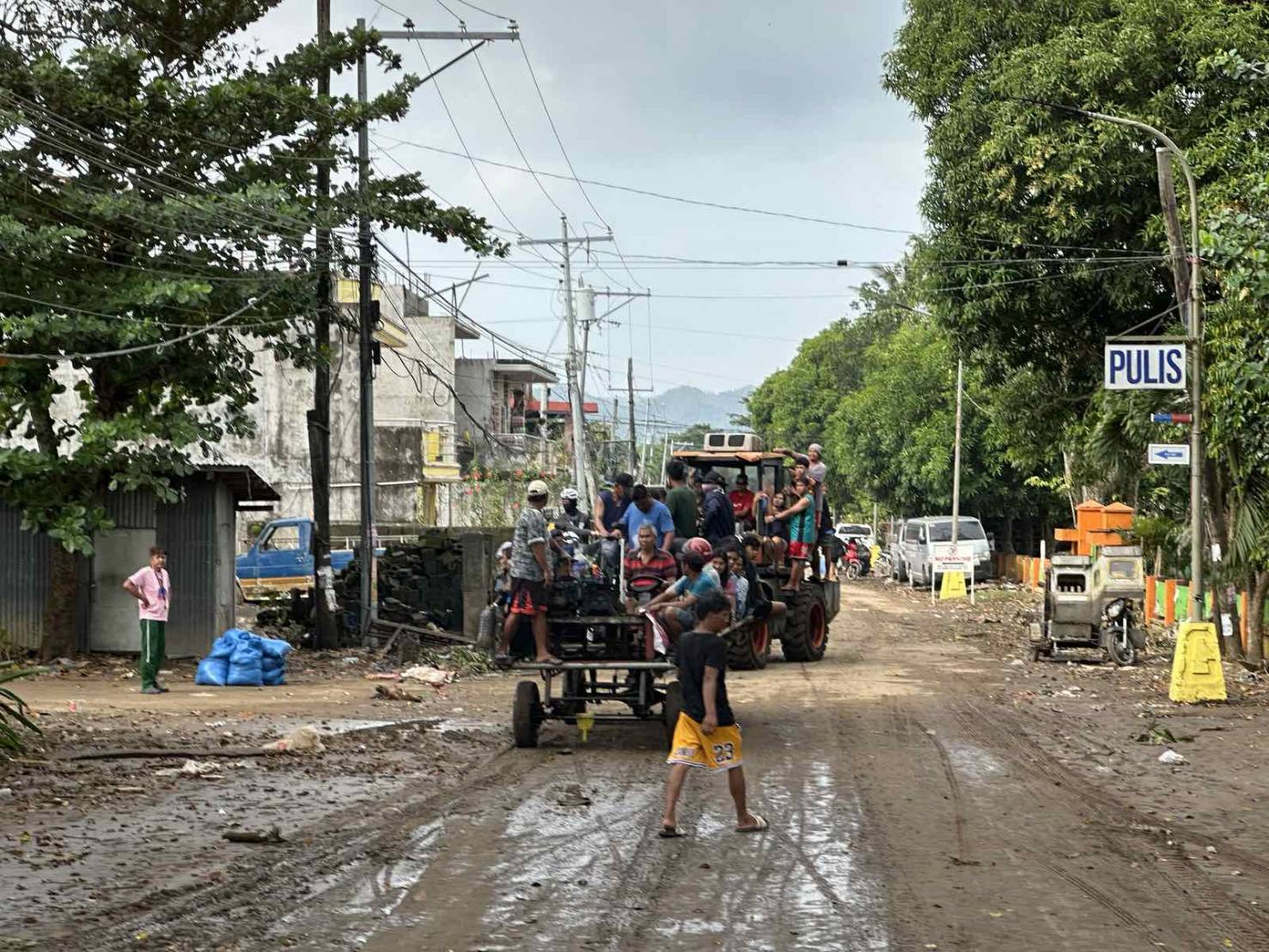 Some areas remain muddy after the flooding.