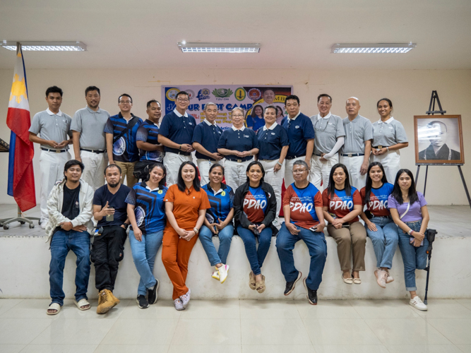 Tzu Chi Volunteers, members of the Persons with Disabilities Affairs Office, and volunteer doctors and physical therapists from Zamboanga City Medical Center posed for a photo after the first day of the Jaipur Foot Camp.