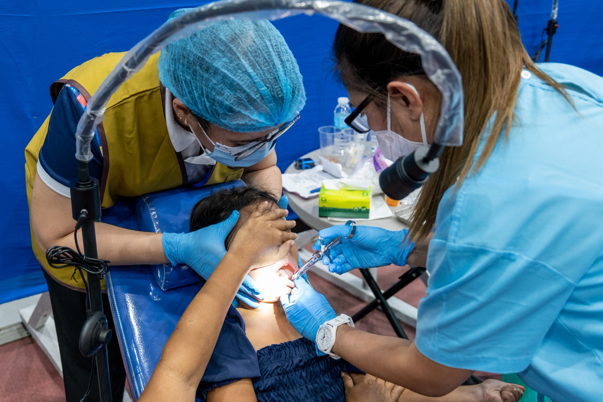 Many patients seize the opportunity to receive free tooth extractions during the medical mission.