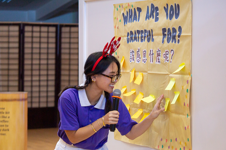 The preschool students’ families share what they are grateful for.【Photo by Marella Saldonido】