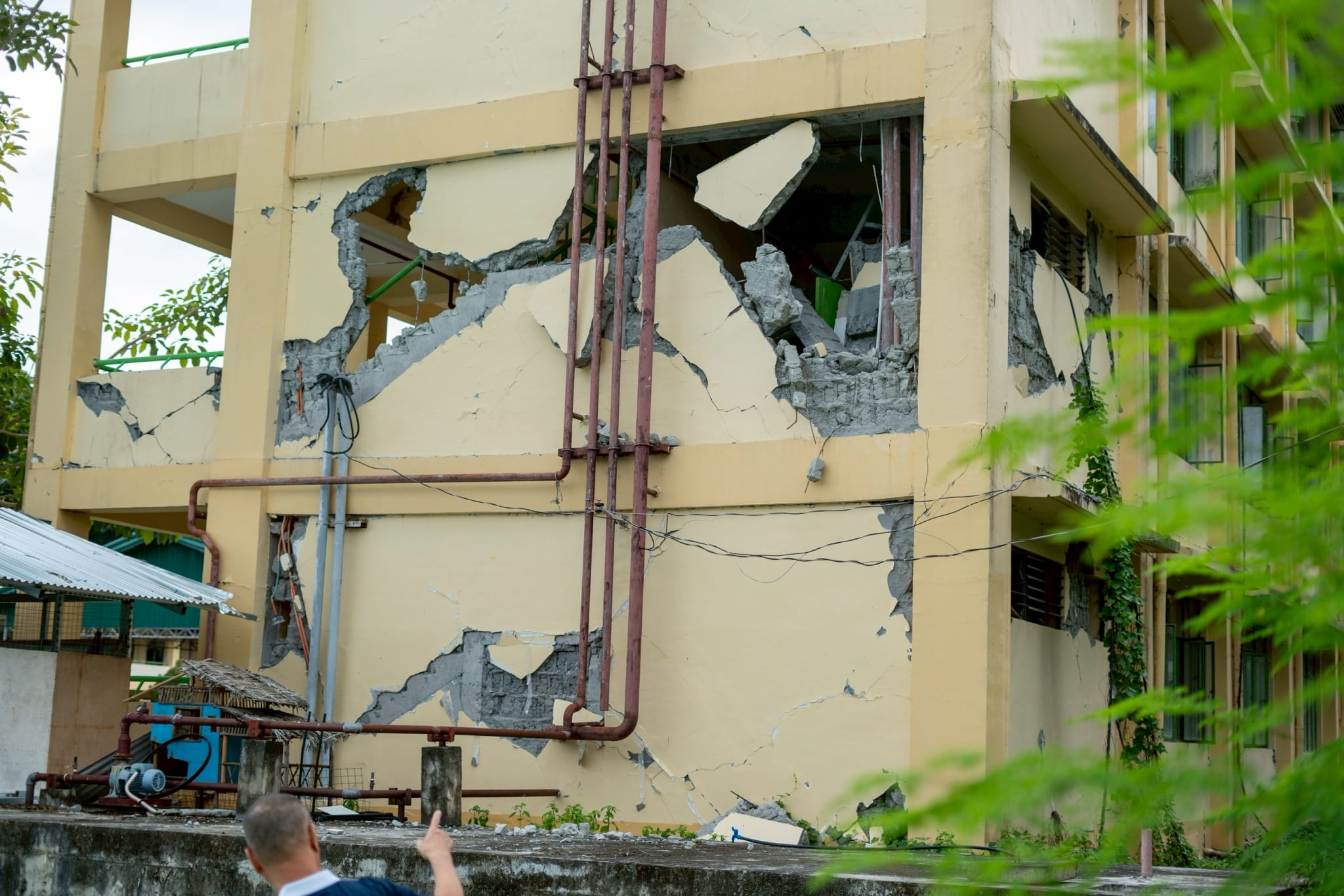 Previously damaged by an earthquake in 2023 and later renovated, this building at Malapatan National High School sustained severe damage from the recent earthquake and is now set for demolition.