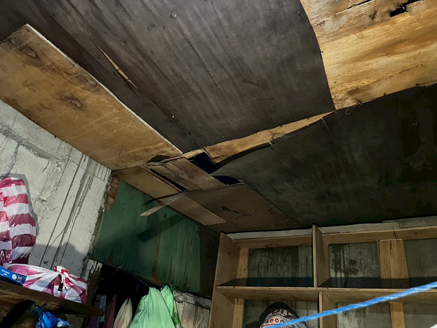 Gaping holes and perennially wet portions of a patched-up ceiling produced multiple leaks in Reynalda Francisco’s home.