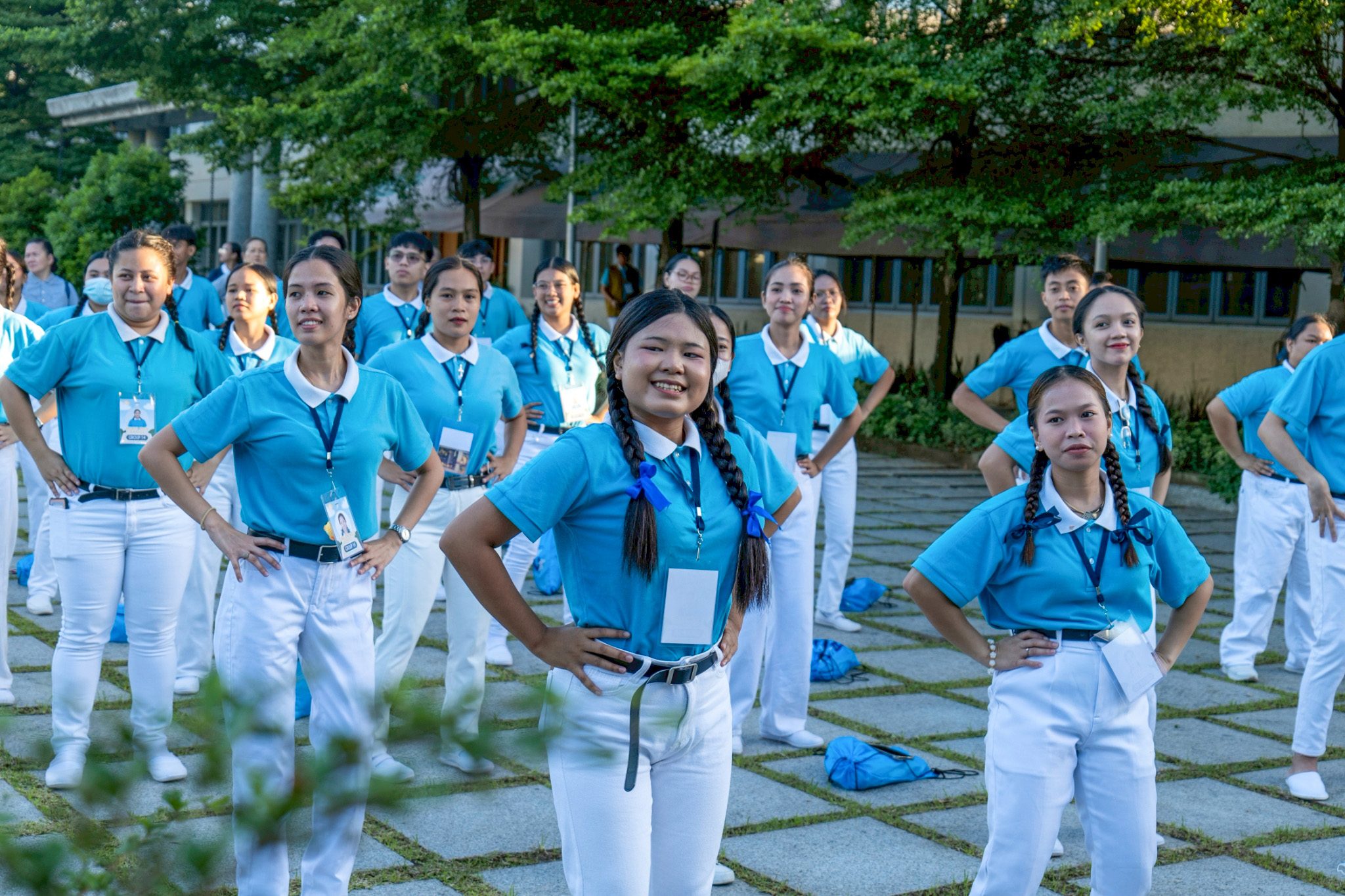 Scholars start the day bright and early with exercise. 