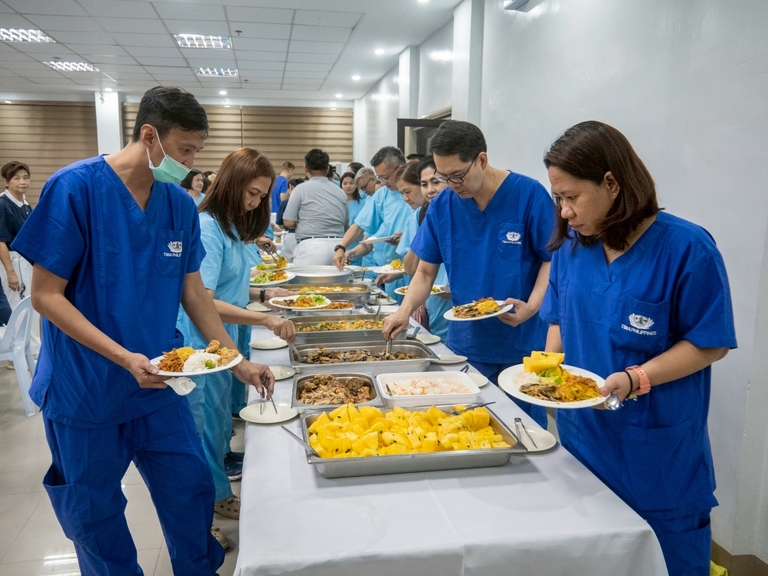 The gratitude night featured a spread of food enjoyed by everyone. 