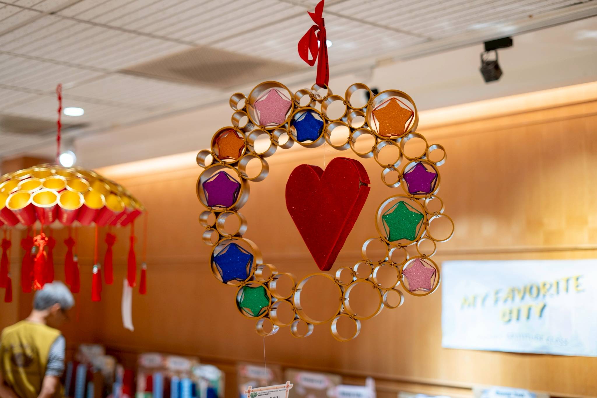 Families made use of recycled materials to put together Peace Lanterns.