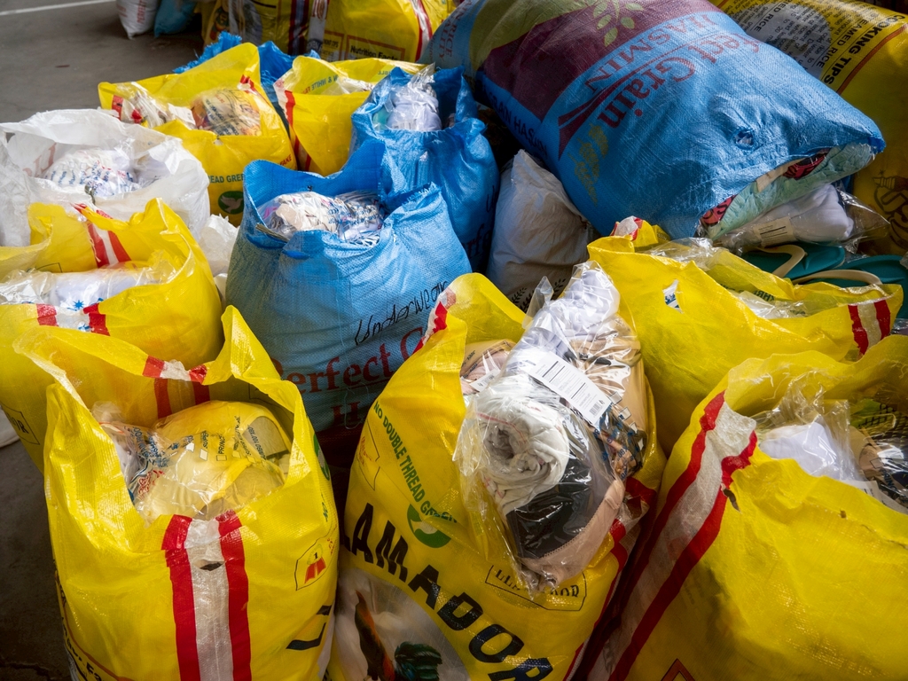 Relief items include clothing.