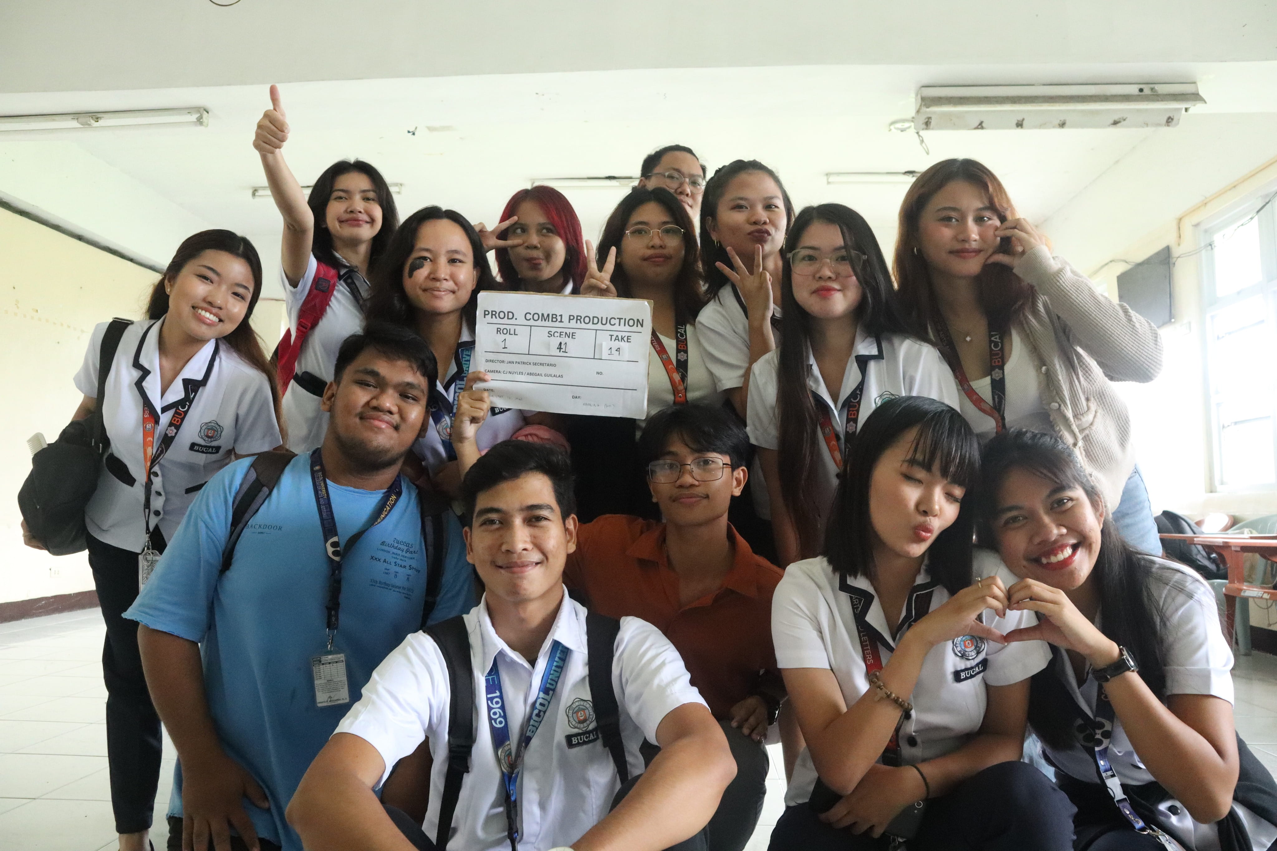 Nicole Fetalcorin (first row, third from left) took on the role of lead writer during a short film production in her freshman year.