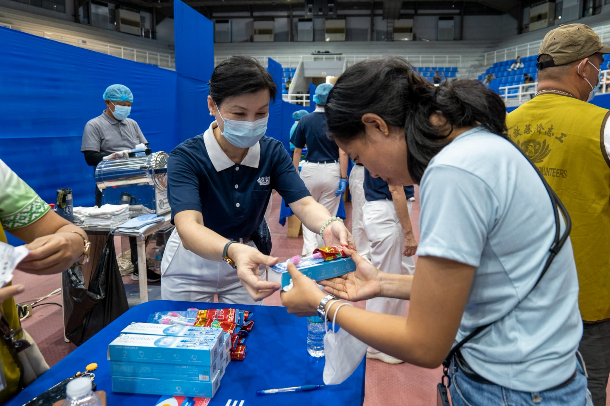 Free hygiene kits are provided to dental patients after their tooth extractions.