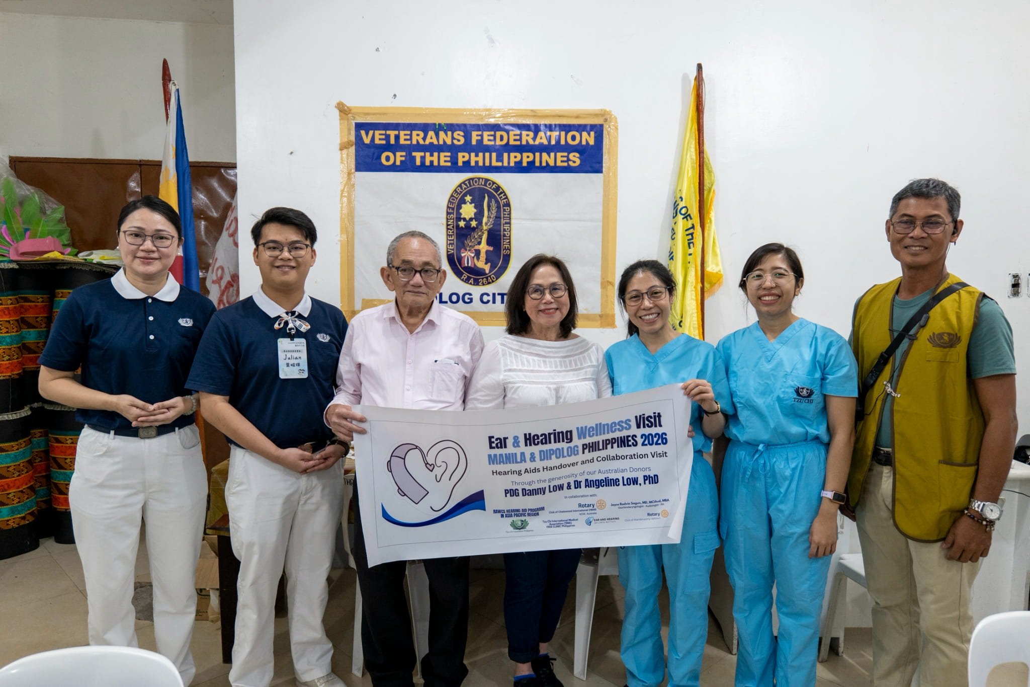 Rotary PDG Danny Low and Dr. Angeline Low from Australia, donors of the hearing aids, join the ENT team during the medical mission.