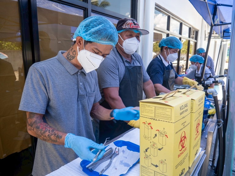 The dental team remained busy throughout the day as more patients continued to line up. The efforts of staff, aides, and assistants helped ensure the smooth flow of operations.