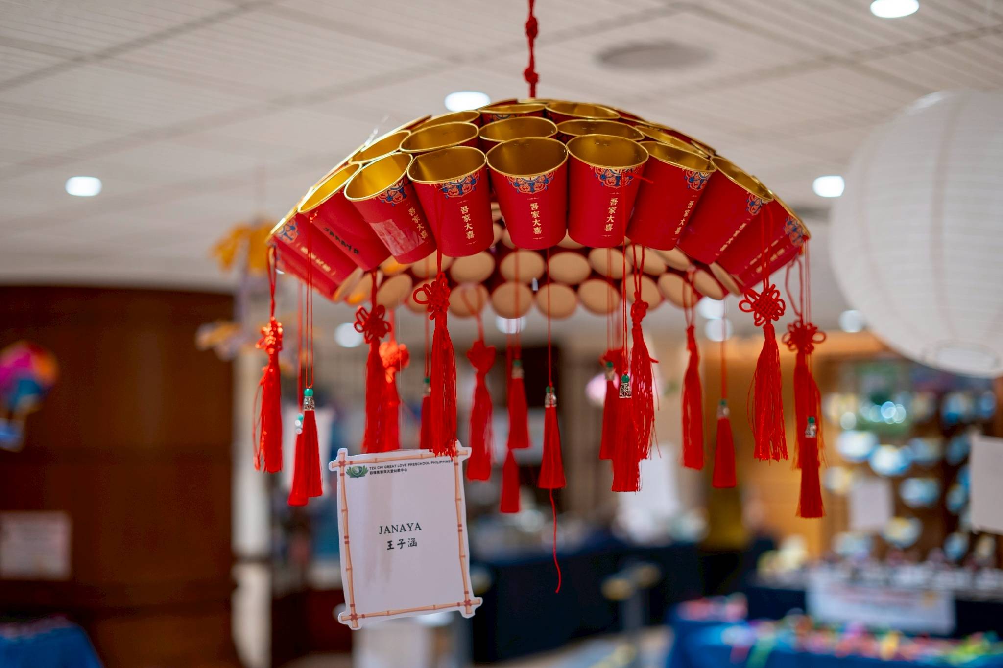 Families made use of recycled materials to put together Peace Lanterns.