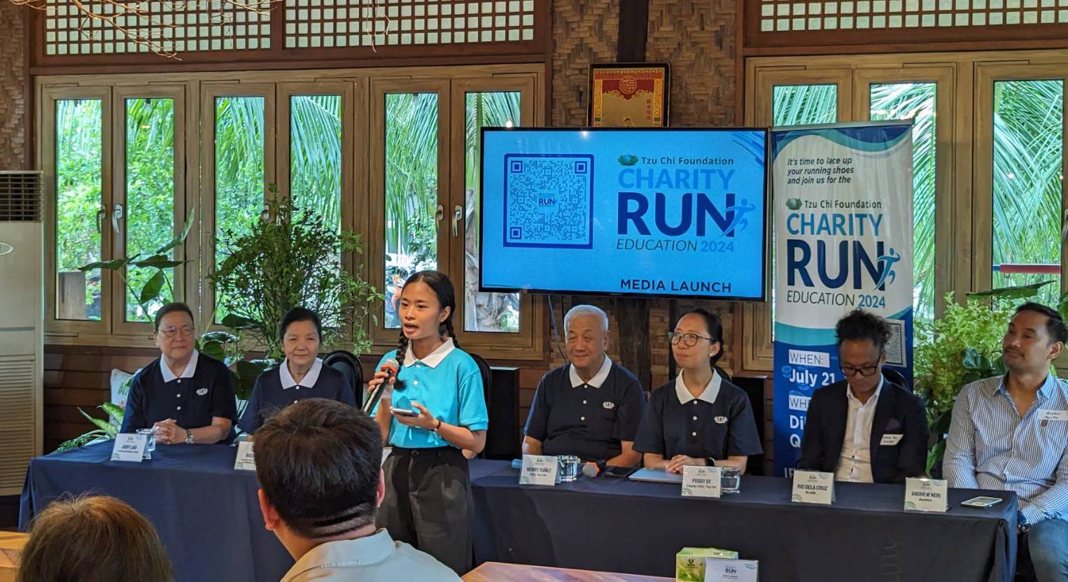 Sydney Alipao shares her story as a Tzu Chi scholar during the media launch on June 18. Starting as a scholar at 11 years old, Sydney is now in her third year as a Journalism student at the University of the Philippines. Help scholars like Sydney bring their dreams to the finish line by joining the Charity Run for Education on July 21, 2024 at the UP Diliman, Quezon City.