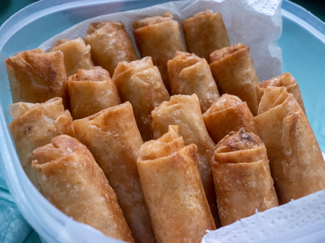 Freshly cooked deep-fried Vegan Shanghai (spring roll)