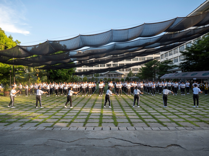 Outdoor exercise starts each day of the Scholars’ Camp. Group Leaders and scholars alike get some much-needed sun and stretching before a full day of activities.