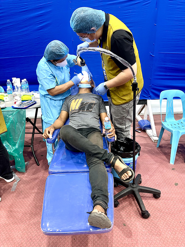 This patient appears relaxed during his dental procedure!