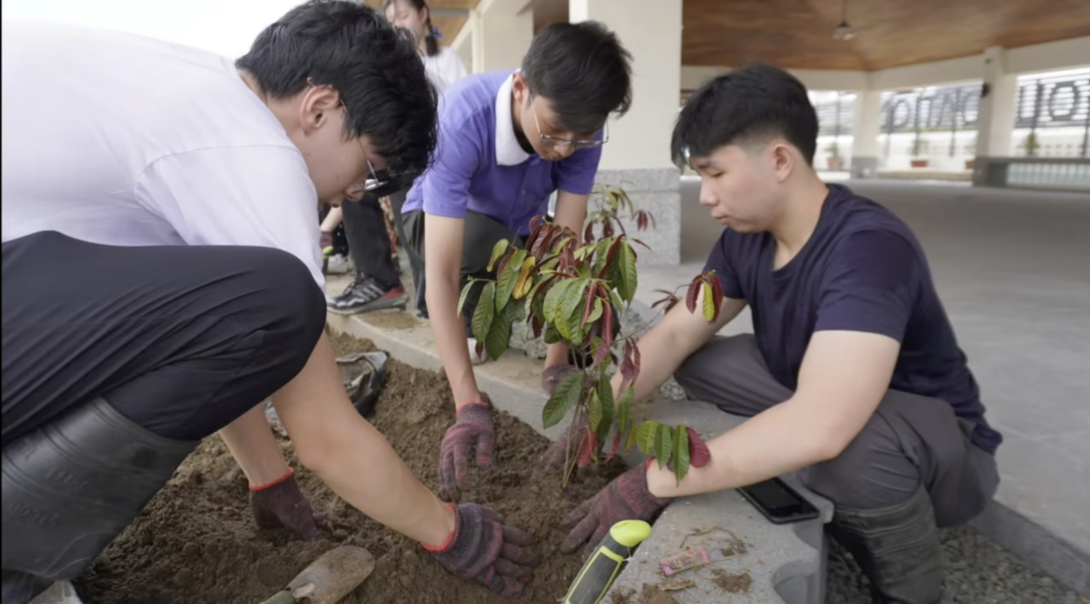 An act of love towards the environment, youth volunteers participate in a gardening activity at the Buddhist Tzu Chi Campus Unity Hall.