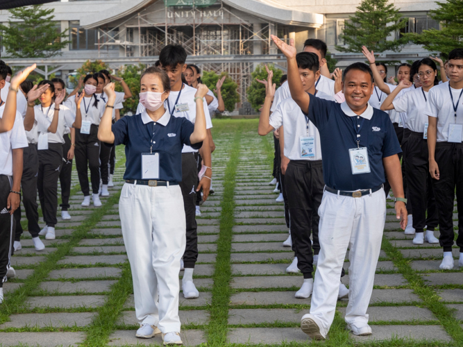 Outdoor exercise starts each day of the Scholars’ Camp. Group Leaders and scholars alike get some much-needed sun and stretching before a full day of activities.