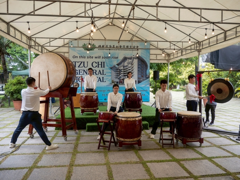 Youth drummers perform a lively number to kick off the event.