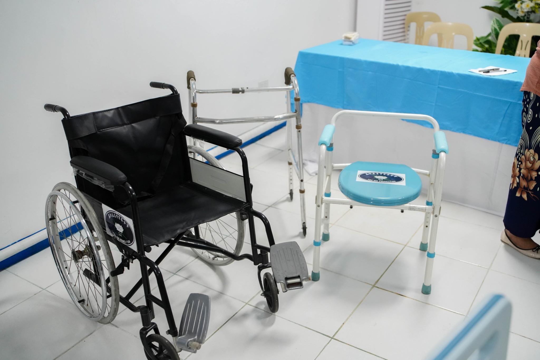 The donated wheelchairs, commodes, and walkers are essentials in any hospital.