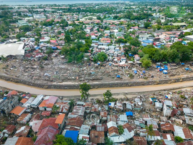 Extensive damages could be seen in this aerial view along Mananga river in Talisay, Cebu.