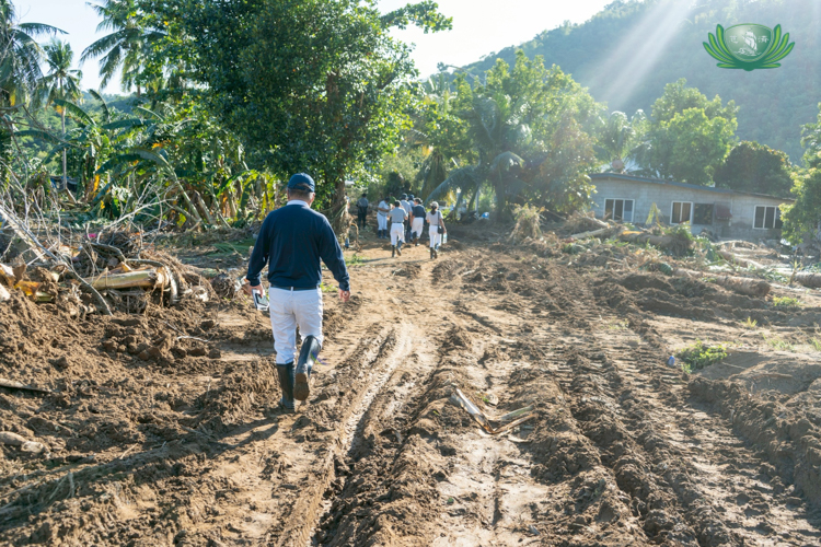 After severe floods subsided, streets in Cabadiangan, Compostela, were caked in mud.