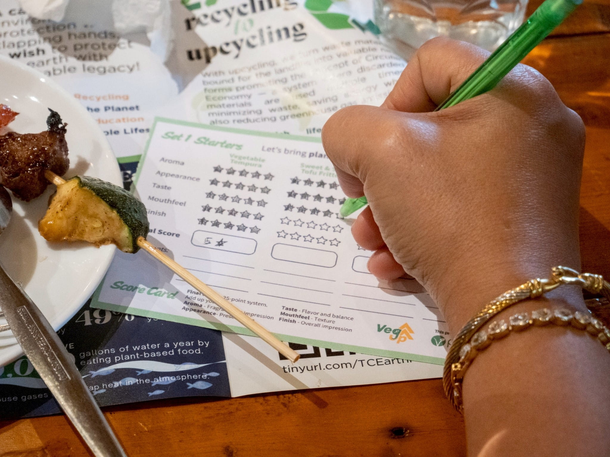 Guests use score cards to grade each dish based on aroma, appearance, taste, mouthfeel, and finish.