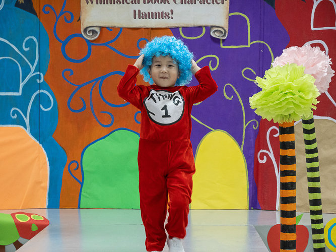 Students proudly display their whimsical book character costumes in a lively fashion show. 【Photo by Marella Saldonido】